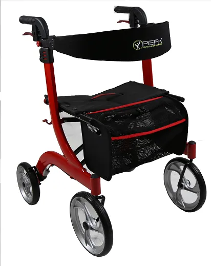 Walker - Peak Ellipse Lite Aluminium Rollator - Red Medium