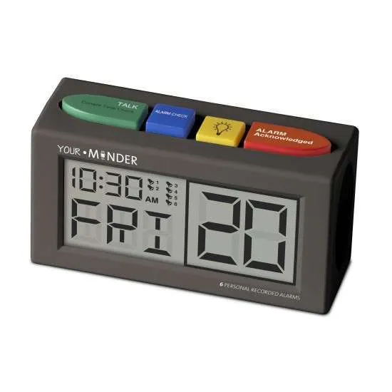MedCenter Your Minder Personal Recordable Talking Alarm Clock - up to 6 alarms (Black)