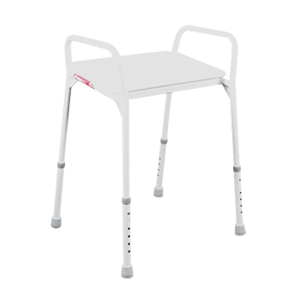 Shower Stool Aluminium with angled Pop in Seat - Aluminium/Steel