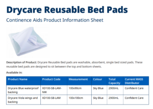 Drycare Absorbent Bedpad with Tucks 100x100cm